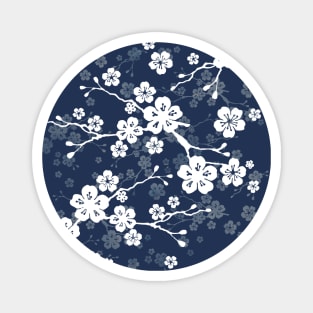 Navy blue cherry blossom Magnet